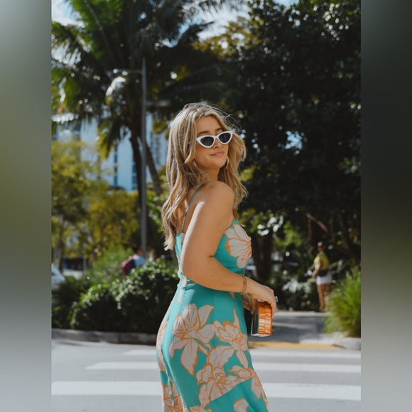 Anthropologie Hutch Milo Floral Tiered Maxi Dress Sundress Turquoise Blue - Picture 4 of 7